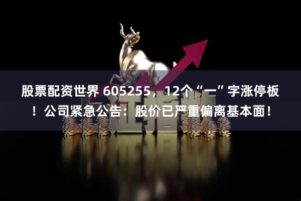股票配资世界 605255，12个“一”字涨停板！公司紧急公告：股价已严重偏离基本面！
